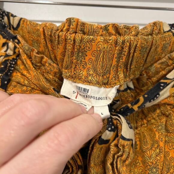 Anthropologie Kennedy Linen Shorts High Rise Women’s Large Bohemian Yellow Boho - Picture 6 of 8